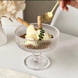High borosilicate ribbed dessert/ice cream glasses/goblet