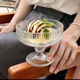 High borosilicate ribbed dessert/ice cream glasses/goblet