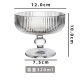 High borosilicate ribbed dessert/ice cream glasses/goblet