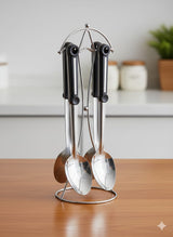 Stainless steel serving spoon rack