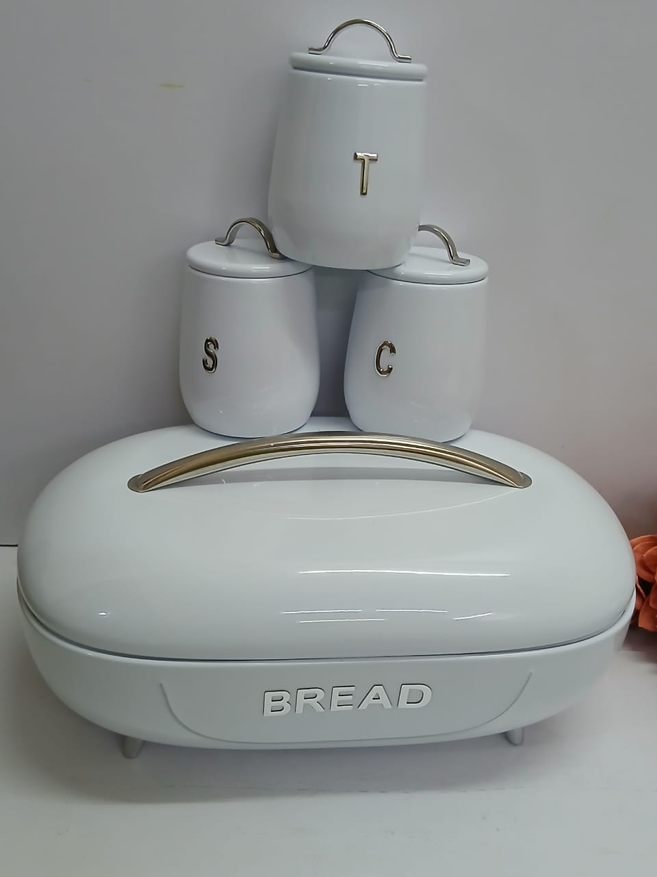 Stainless Steel Bread Bin Box with 3 Airtight Canisters Set Kenya