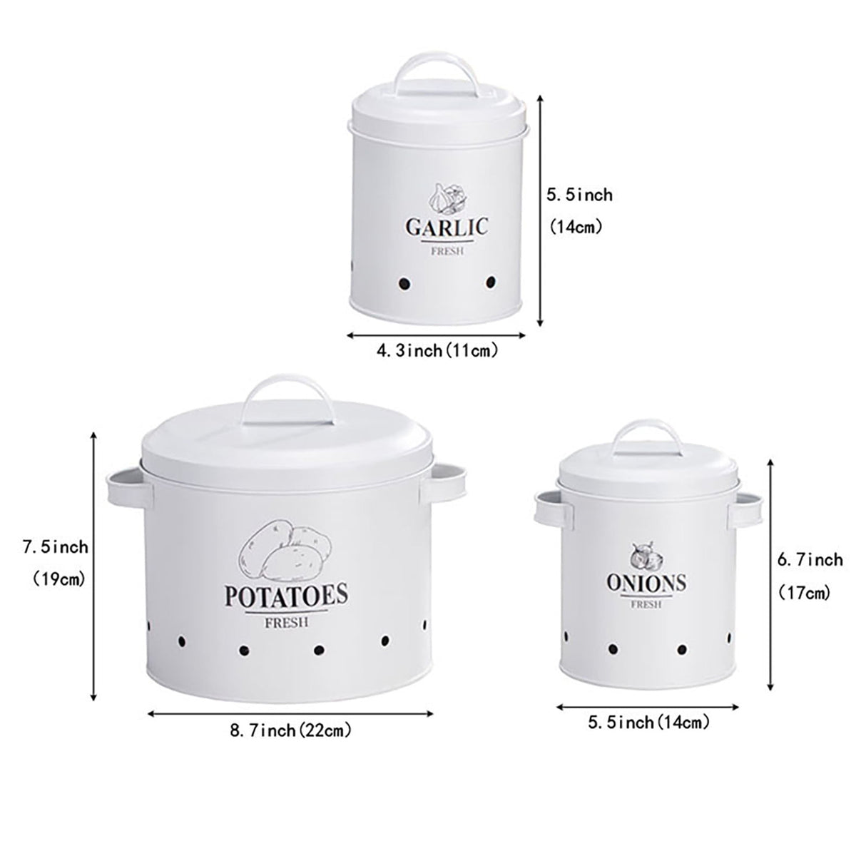 TDT-01 3pc Potato, onion, garlic 3in1 perforated storage bins