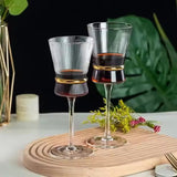 Luxury Style Ribbed Wine Glasses Lead-free Crystal Glass Gold Belt Striped Goblets Champagne Glasses 6pcs