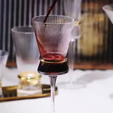 Luxury Style Ribbed Wine Glasses Lead-free Crystal Glass Gold Belt Striped Goblets Champagne Glasses 6pcs