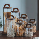 Glass Jar with Solid Wood Lid With Carry Handle Flower Tea Sealer Candy Jar Coffee Bean Organizer Coffee Storage Airtight Canister Petal Decorative Container 1000ML