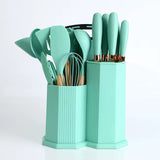 Counter Organiser Set: Rotating Knife and Utensil Rack and 19 Piece Cutlery Set with Silicone Spoons