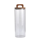 Glass Jar with Solid Wood Lid With Carry Handle Flower Tea Sealer Candy Jar Coffee Bean Organizer Coffee Storage Airtight Canister Petal Decorative Container 1000ML