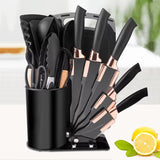 19-Piece Kitchen Utensil Set with Stand, Knives, Chopping Board & Silicone Tools