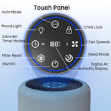 SunLed Low Noise Tabletop Smart True HEPA Air Purifier with a TUYA Wifi Digital Display of Air Humidity and a 4-color Air Quality Indicator Light