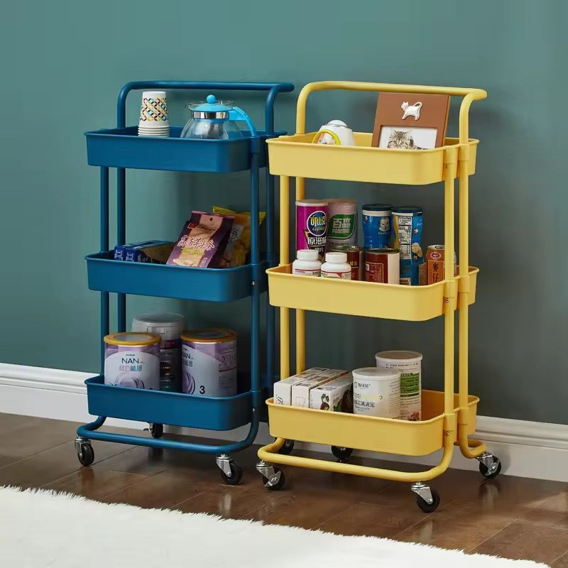 Multifunction Portable Hand Trucks,3-Tier Rolling Movable Utility Cart Heavy Duty Storage Organizer