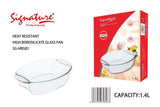 1.4 Litre High Borosilicate Glass Oval Bake Pan Oven Safe for Casseroles and Roasts