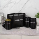 Alloy Bread Bin with 3 Labelled Airtight Canisters Set
