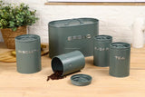 Alloy Bread Bin with 3 Labelled Airtight Canisters Set