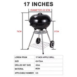 Charcoal Kettle Berbeque & BBQ Grill 44cm Portable with Wheels