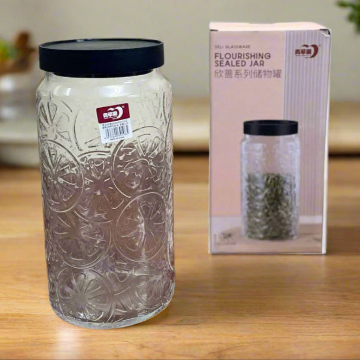 Glass Jar Set: 3 Piece Deli Sealed Jars 2.2L and 2 x 750ml Sealed Glass Jars