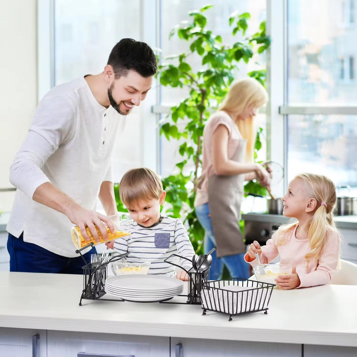 Unique Wrought Iron Dish Rack & Napkin Holder – Kitchen & Dining Organizer