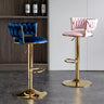 Velvet Swivel Bar Chair with Backrest – Height Adjustable, Gold Legs | Modern Bar Stool