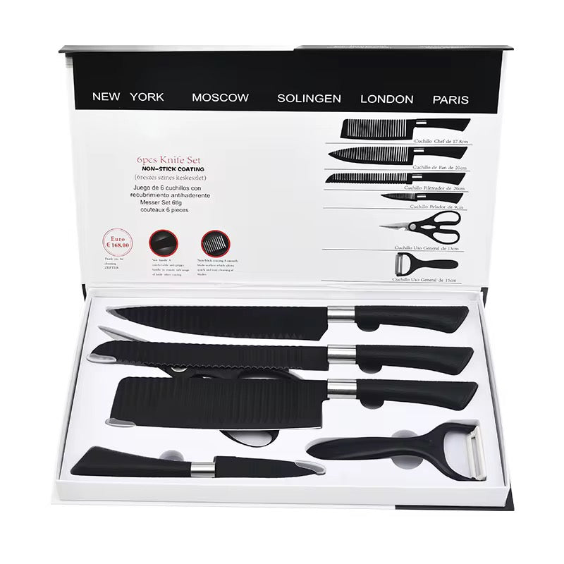 6-Piece Kitchen Knife Set with Scissors & Ceramic Peeler – Professional Cutting Tools for Every Home Kitchen