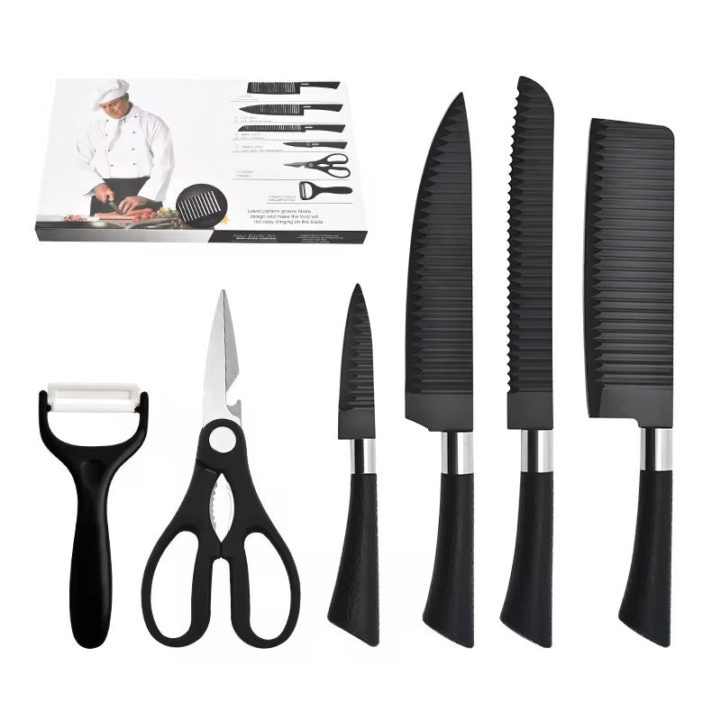 6-Piece Kitchen Knife Set with Scissors & Ceramic Peeler – Professional Cutting Tools for Every Home Kitchen
