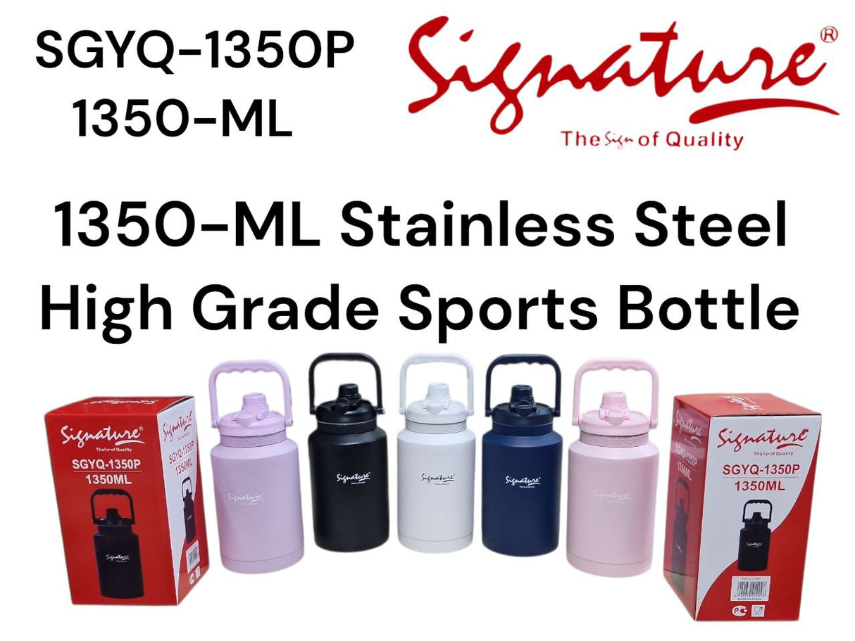 Signature SGYQ-1650P | 1650ML Stainless Steel Sports Water Bottle – Leak-Proof, Vacuum Insulated &amp; Colorful