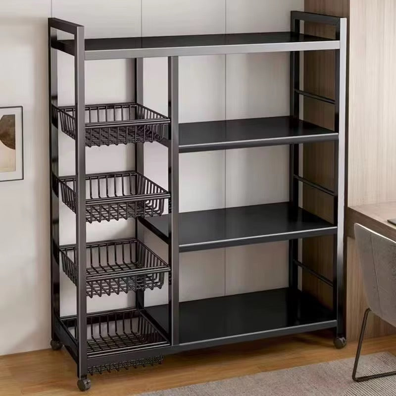 Multi-Layer Kitchen Storage Rack with Wheels  Metal Vegetable & Household Organizer