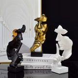 European Resin Face Model Art Statue  “Silence is Gold” Abstract Sculpture for Home & Office Décor