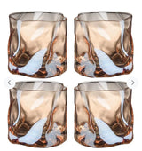 Danny Home Shining Crystal Whiskey Glass Set of 6 | Twisted Sculpted Amber Whisky Glasses 200ml