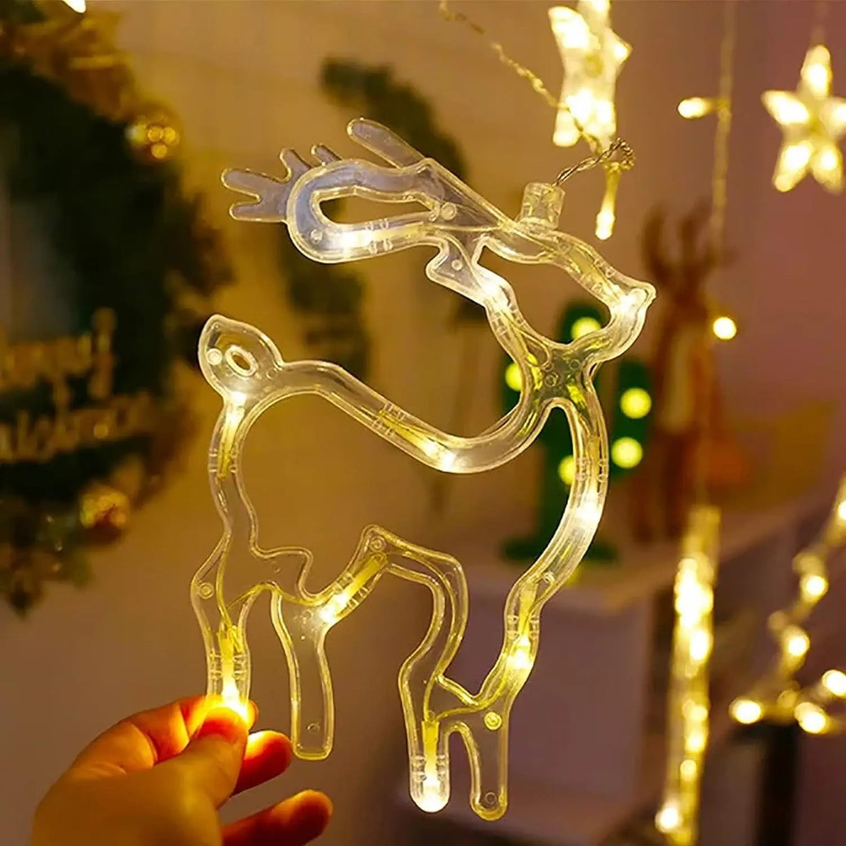 String Lights LEDs Curtain Lights, 11.5FT Christmas Decoration Window Fairy String Lights