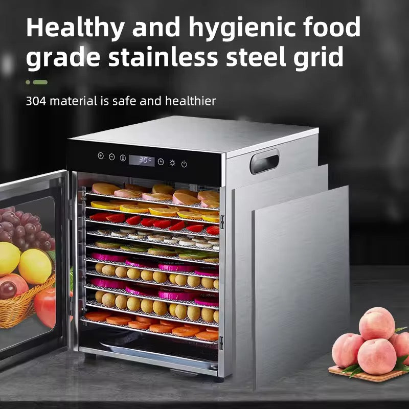 Stainless Steel Food Dehydrator Machine – Fruit, Vegetable, Meat & Herb Dryer with Temperature Control, 6 to 18 Trays
