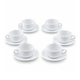 Danny Home Fluted Porcelain Cup and Saucer Set 12 Piece White