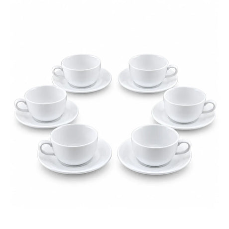 Danny Home Fluted Porcelain Cup and Saucer Set 12 Piece White