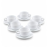 Danny Home Fluted Porcelain Cup and Saucer Set 12 Piece White