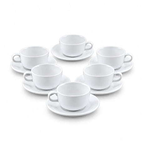 Danny Home Fluted Porcelain Cup and Saucer Set 12 Piece White