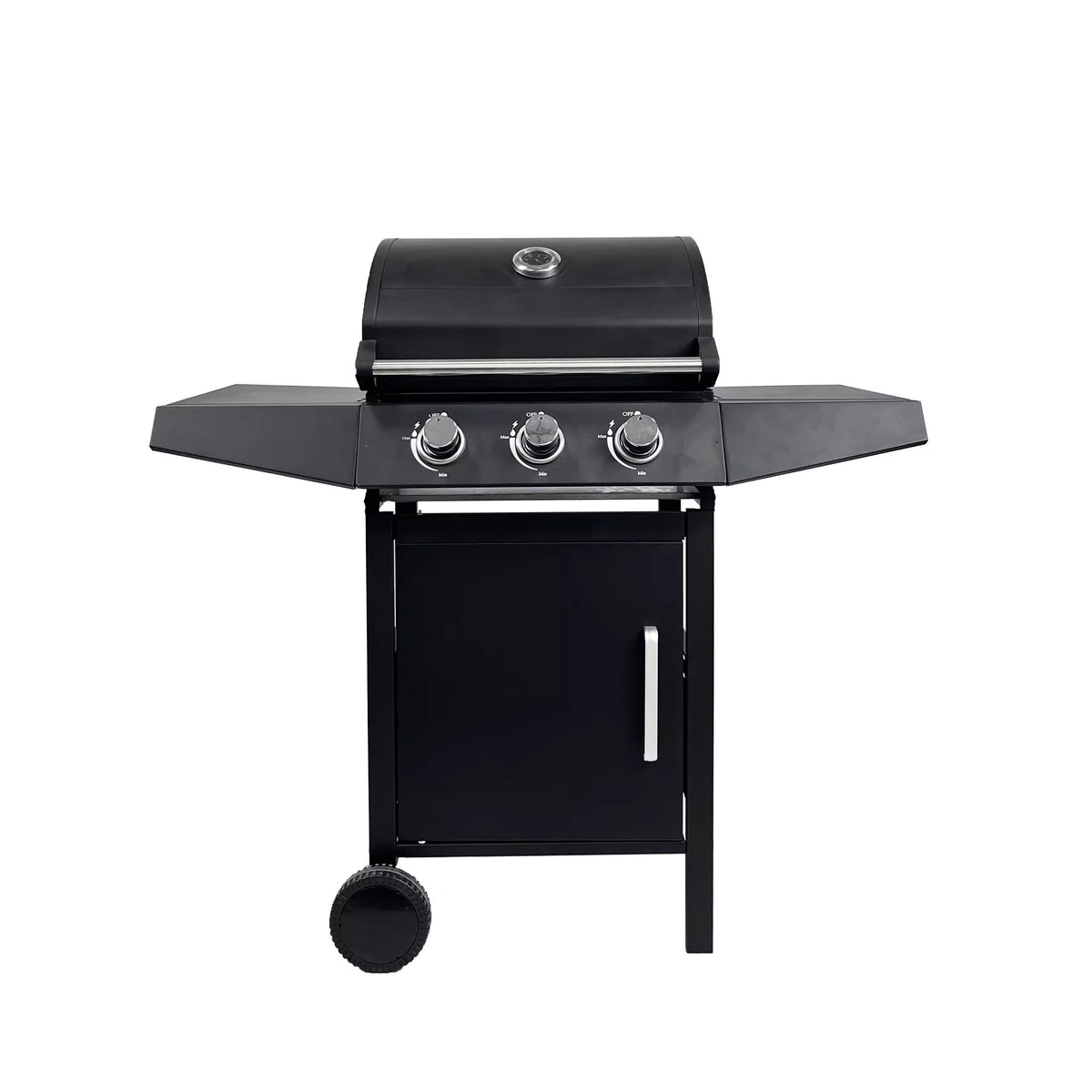 Nyama Choma Set: 3 Burner Gas Grill with Warming Rack, Cast Iron Sizzling Plate and Canvas Chef Apron