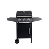 Nyama Choma Set: 3 Burner Gas Grill with Warming Rack, Cast Iron Sizzling Plate and Canvas Chef Apron