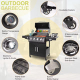 4-Burner Gas Grill with Side Burner – High-Output Propane BBQ for Home, Garden & Outdoor Cooking Curated by Homelux Lifestyle