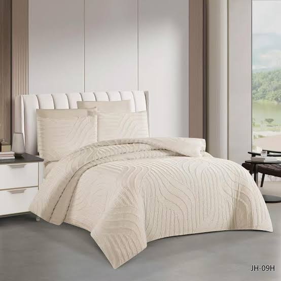 Camel Wave Embossed 6 Piece Duvet Cover Set with Fitted Sheet 6x6