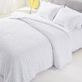 White Waffle Texture 6 Piece Duvet Cover Set with Fitted Sheet 6x6