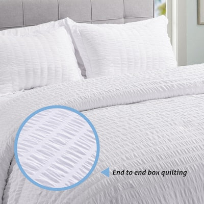 White Waffle Texture 6 Piece Duvet Cover Set with Fitted Sheet 6x6