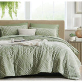 Sage Green Chevron 6 Piece Duvet Cover Set 6x6 - Quilt Cover, Bedsheet & 4 Pillowcases