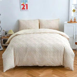 Sage Green Chevron 6 Piece Duvet Cover Set 6x6 - Quilt Cover, Bedsheet & 4 Pillowcases