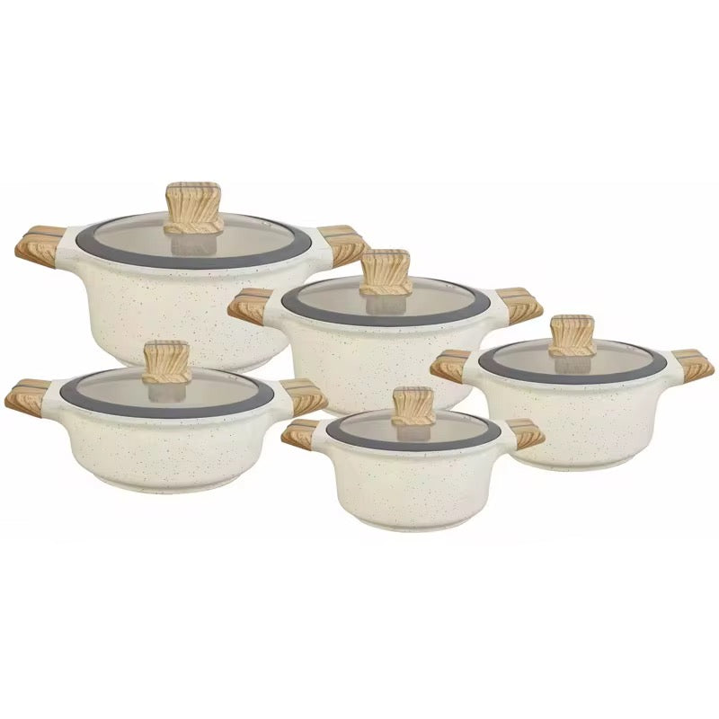 10Pcs UccLife Granite Cookware Set With Induction Base