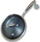 Uakeen Tripply S/S Stainless Steel Non-Stick Pan 26cm & 28cm with Lids Honeycomb Coating, Induction Compatible Skillet for Chapati, Stew & Frying