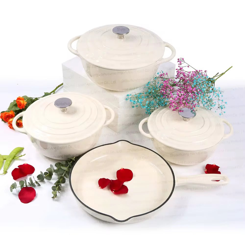 7 PCS Enamel Cast Iron Cooking Pots Set  Non-Toxic, Oven-Safe Pots for Kenyan Kitchens