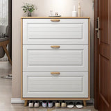 Wooden Shoe Rack Cabinet 140cm Cream with Louvre Doors | Wide 3 Tier Shoe Cabinet with Flip Down Doors for Families, 35cm Deep
