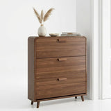 Wooden Shoe Rack Cabinet 140cm Cream with Louvre Doors | Wide 3 Tier Shoe Cabinet with Flip Down Doors for Families, 35cm Deep