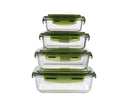 4 Pcs Borosilicate Glass Food Storage Containers with Lock Lids  Oven Microwave Freezer Safe Lunch Box Set