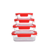 4 Pcs Borosilicate Glass Food Storage Containers with Lock Lids  Oven Microwave Freezer Safe Lunch Box Set