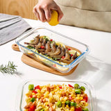 2PCS Rectangular Borosilicate Glass Bakeware Set with Free Oven Mitts Oven Safe Baking Pans