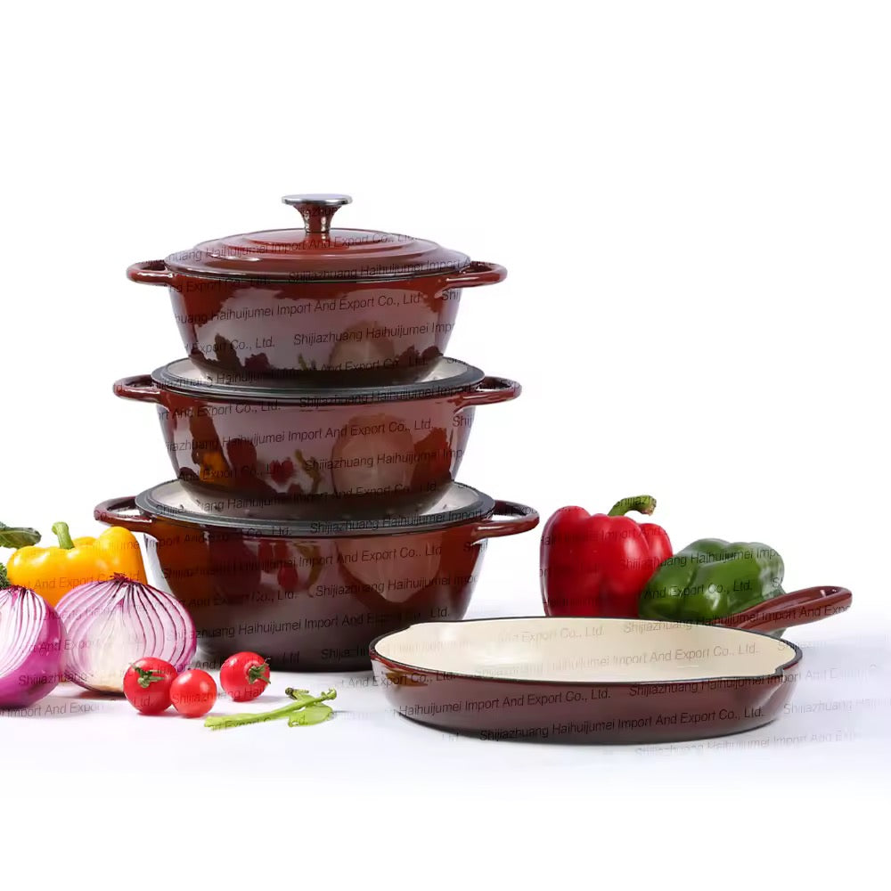 7 PCS Enamel Cast Iron Cooking Pots Set  Non-Toxic, Oven-Safe Pots for Kenyan Kitchens